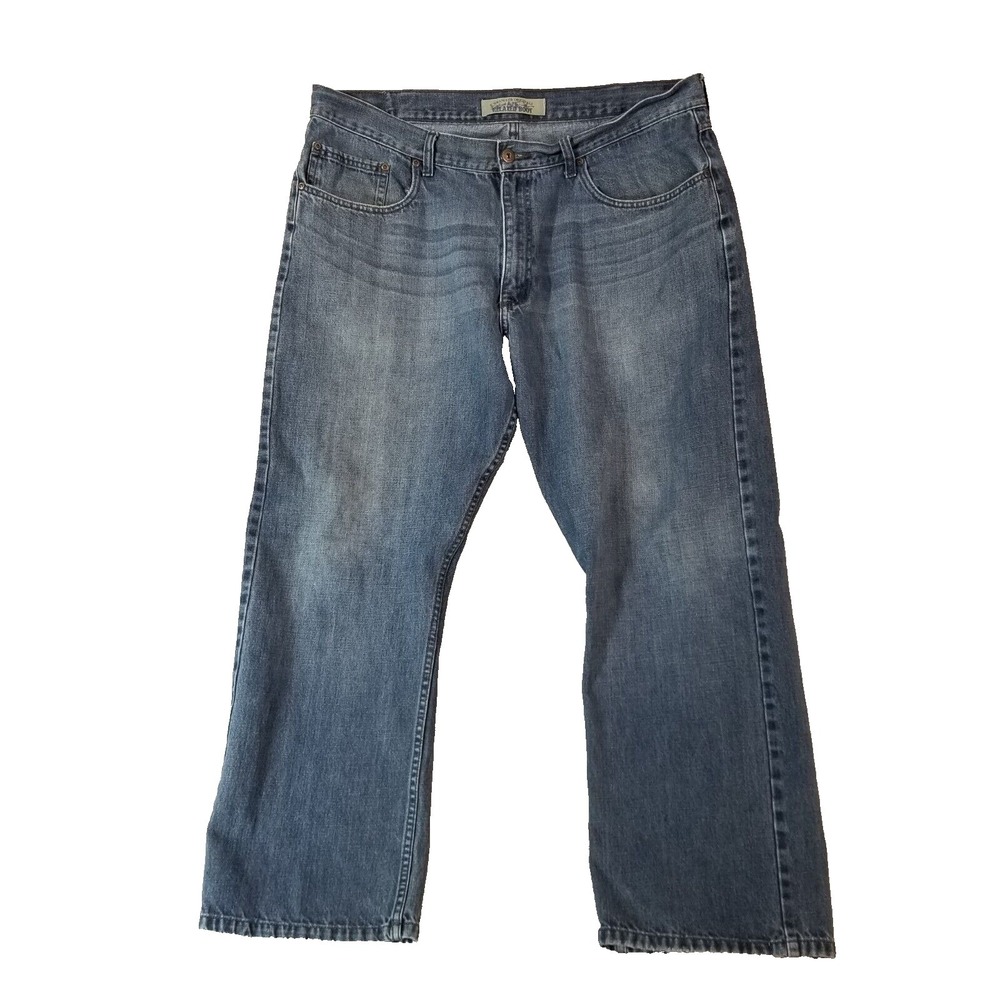 Wrangler jeans men's 38x30 relaxed bootcut blue denim pants retro westen cowboy